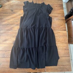 Entro Elegant Black Dress with Ruffle Details